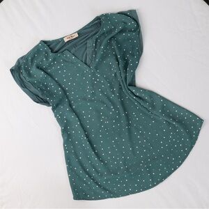 Full Moon Maternity Teal Polka Dot Blouse